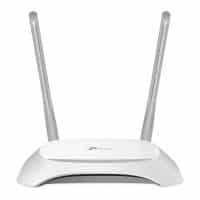 Wireless Wi-Fi router with dual antennas for fast internet connectivity.