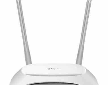Wireless Wi-Fi router with dual antennas for fast internet connectivity.