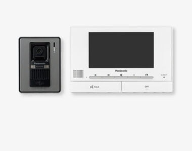 Panasonic video intercom system with a camera and indoor monitor for home security.