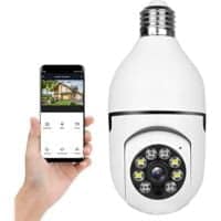 Smart security camera with mobile app control and night vision.